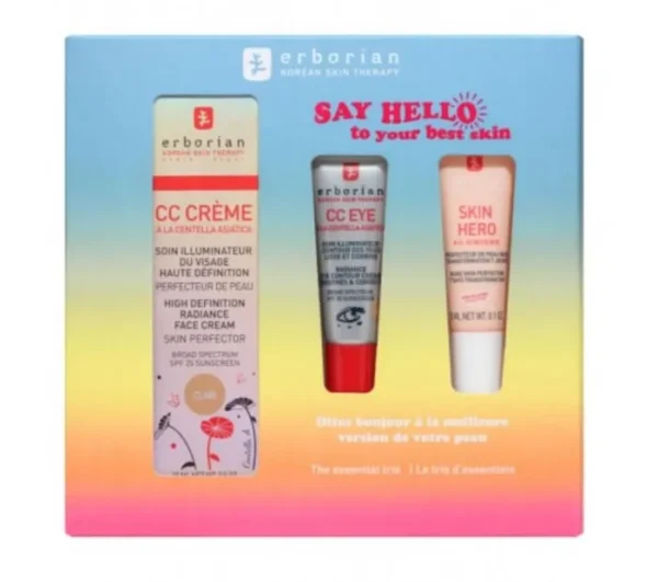 Coffret 3 produits Erborian CC Crème Illuminatrice Visage Spf25 Clair 15ml
