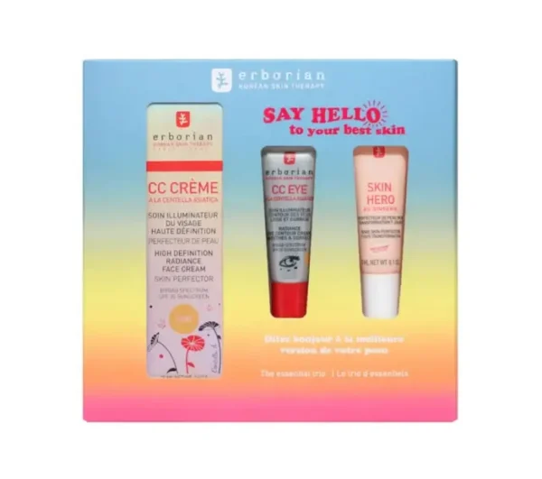 Erborian Cc Crème Illuminatrice Visage Spf25 Doré 15ml Coffret 3 Pièces